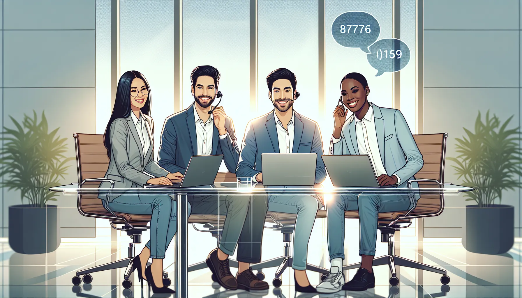 diverse customer service team discussing toll-free number benefits in a modern office.