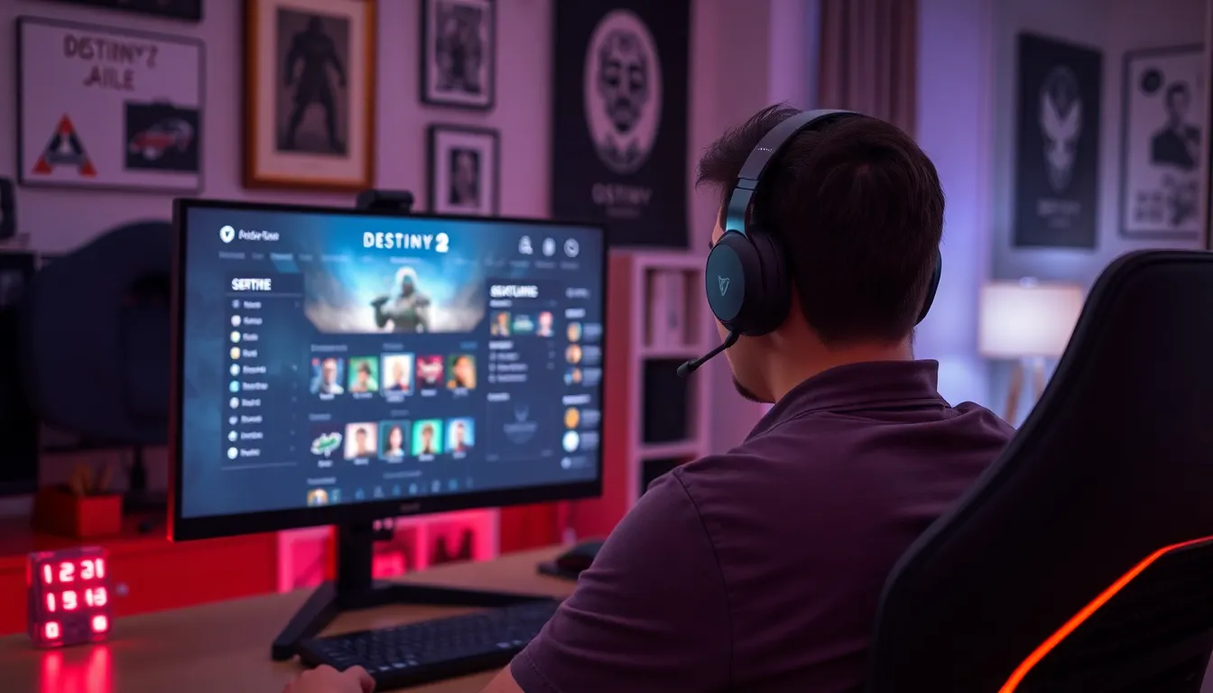 gamer customizing their Destiny 2 account in a modern gaming setup.
