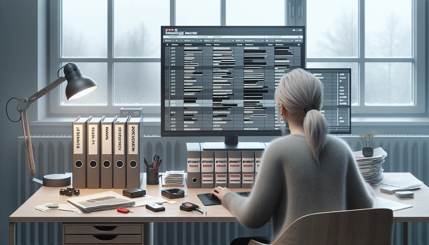 Clerk redacting norwegian public records, balancing transparency with gdpr privacy.