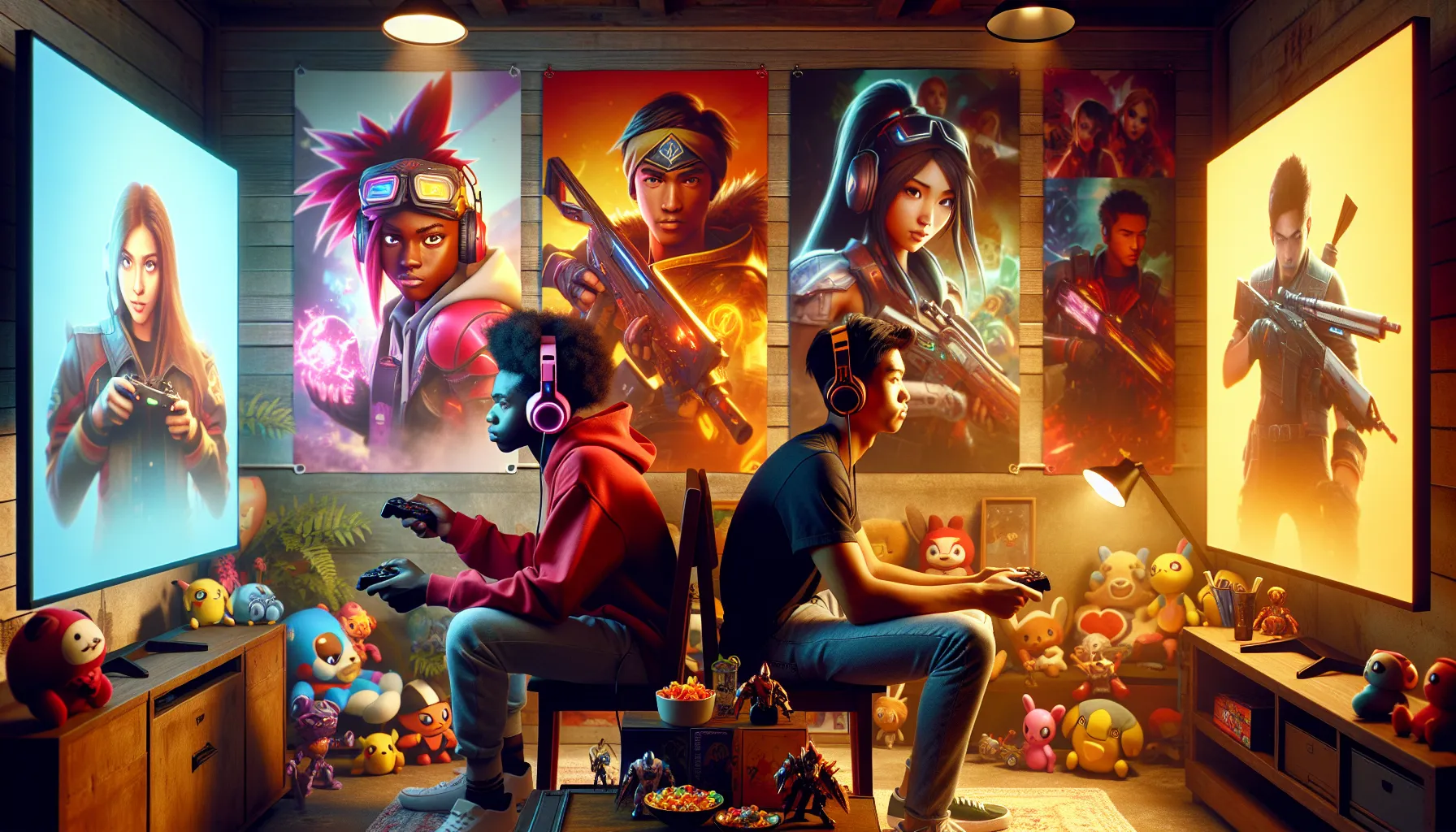 two groups of gamers representing Apex Legends and Fortnite communities.