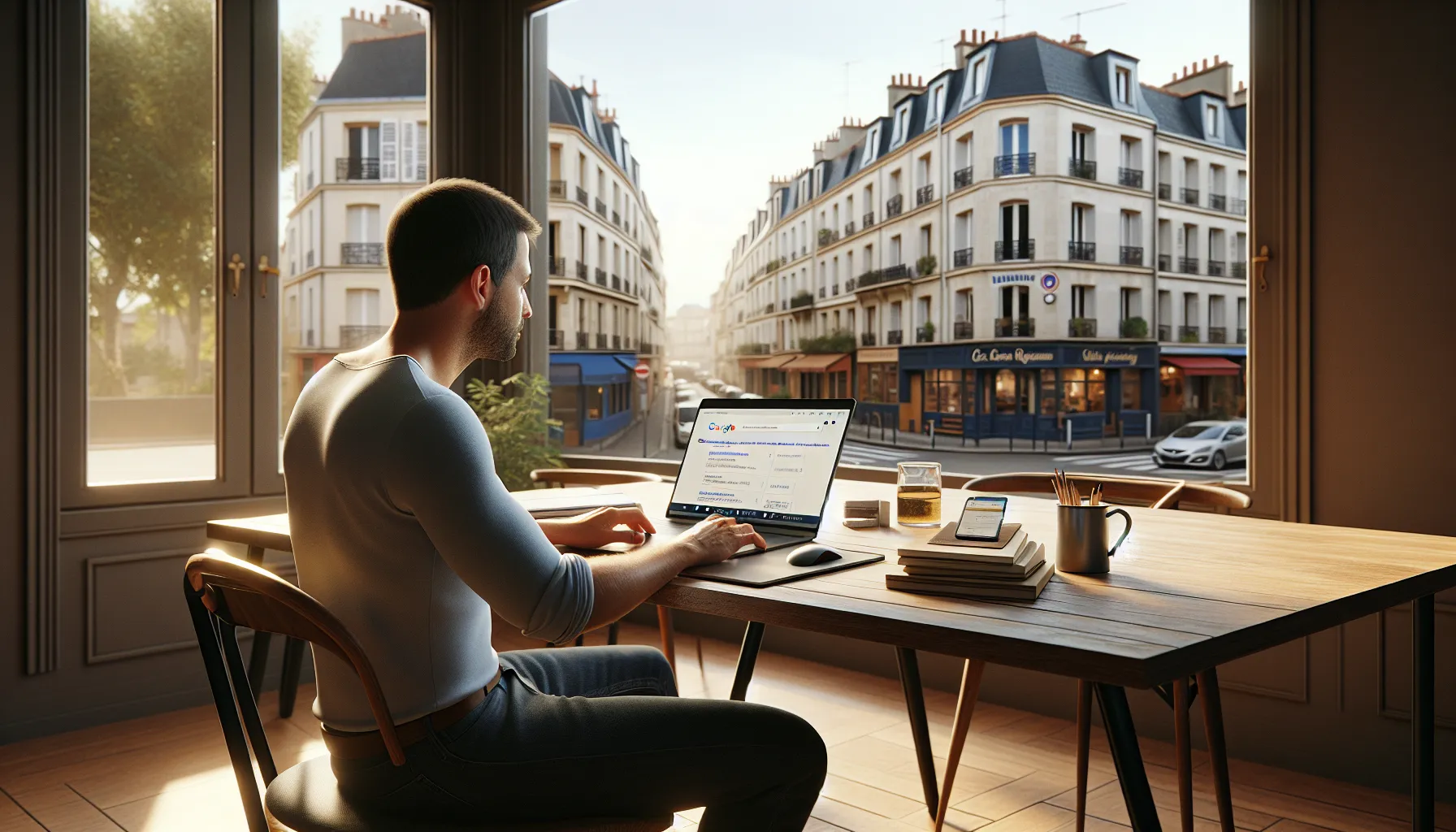 Business owner in Nogent-sur-Marne studying Google search results for local competitors.