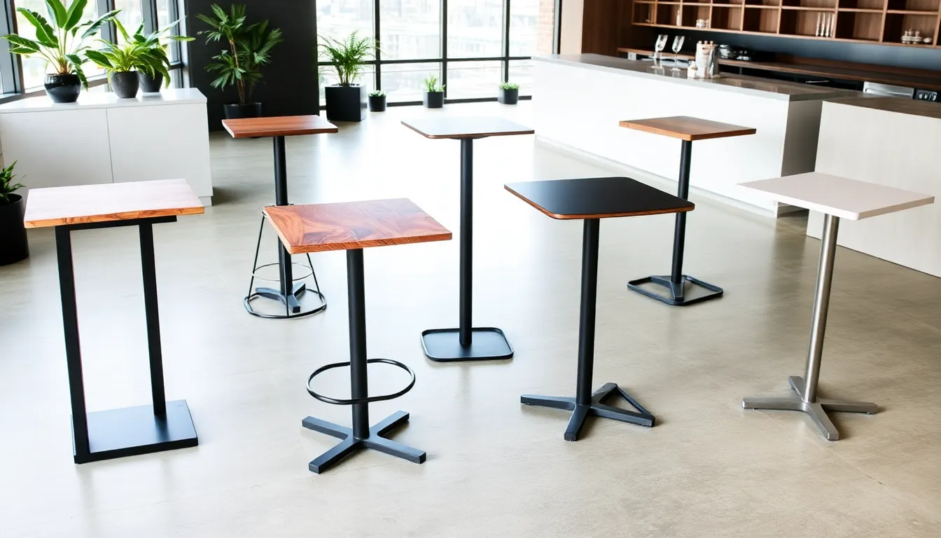 Modern bar tables in an Australian café setting.