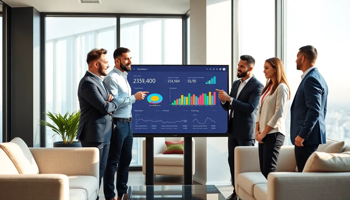 diverse team discussing digital marketing strategies in a modern office.
