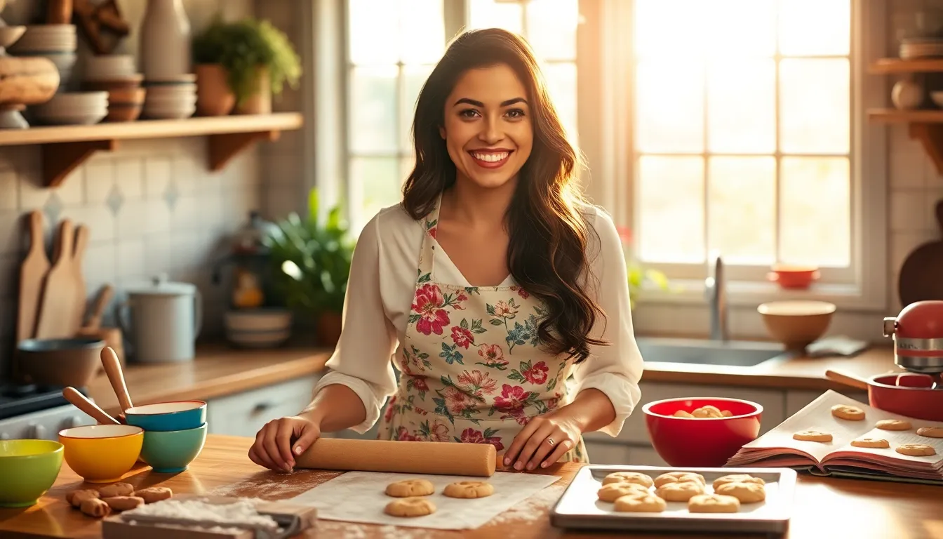 Nolmenes Palken baking cookies in a sunlit kitchen.
