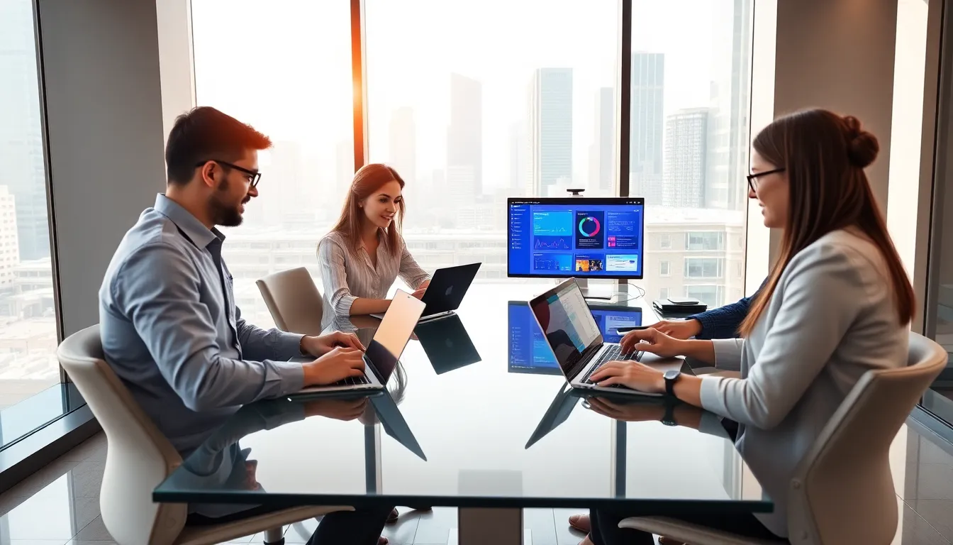 diverse team using Runlhlp in a modern office.