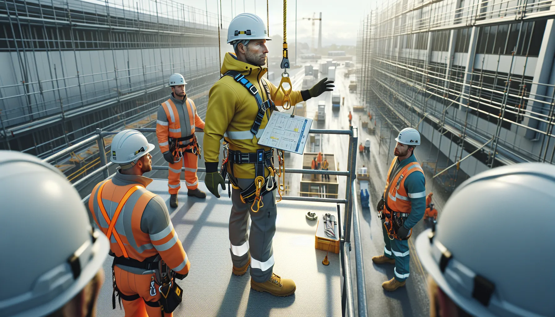 Norwegian construction workers receive scaffold safety training for safe work at height.