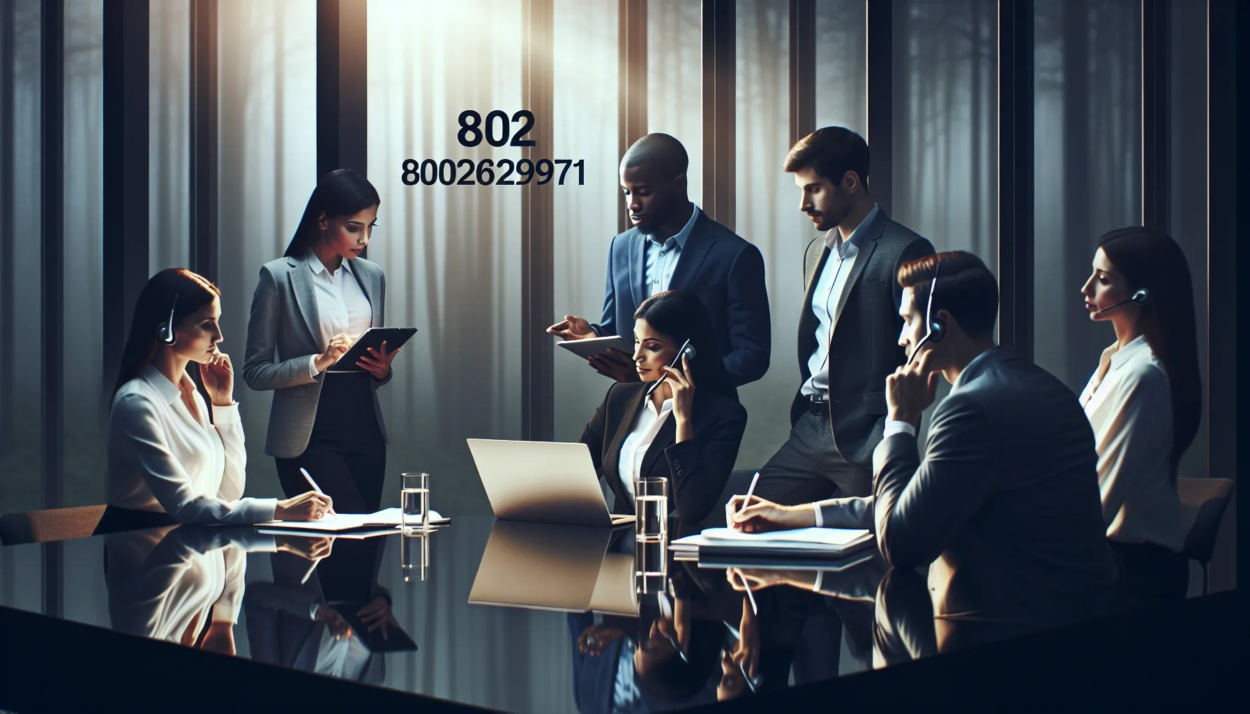 diverse professionals discussing toll-free number usage in a conference room.