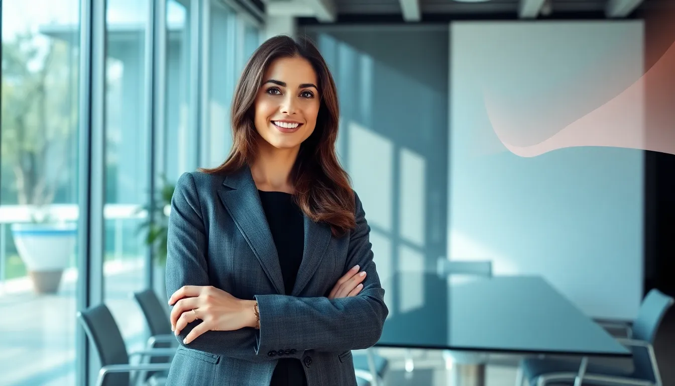 confident professional demonstrating emotional strength in a modern office.