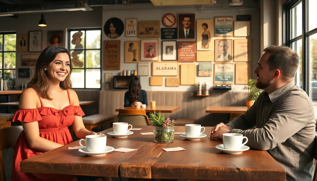 diverse group discussing quotes from Sweet Home Alabama in a café.