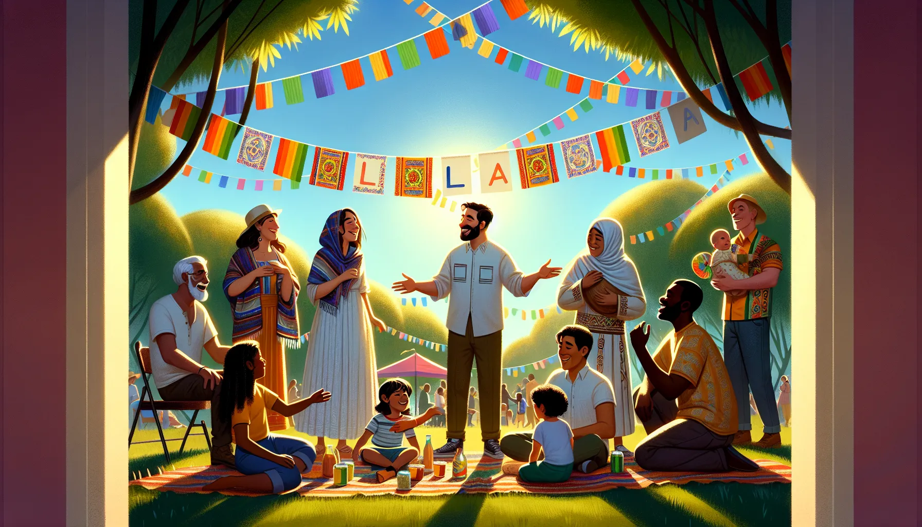 diverse community celebrating at an outdoor festival for llao llao.