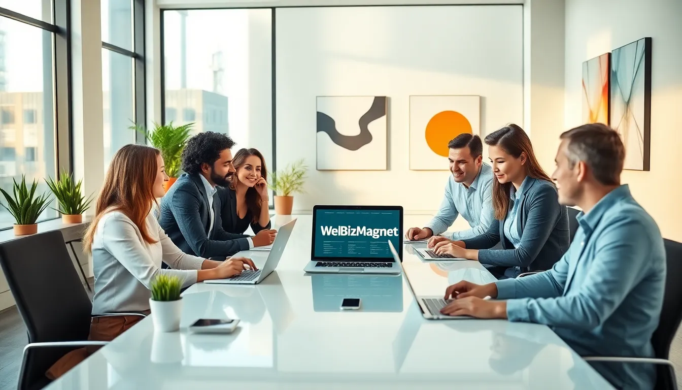 diverse team discussing digital marketing strategies in a modern office.