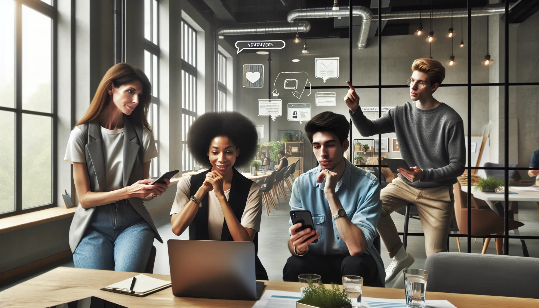 diverse group discussing Nettegotsthis in a modern office.