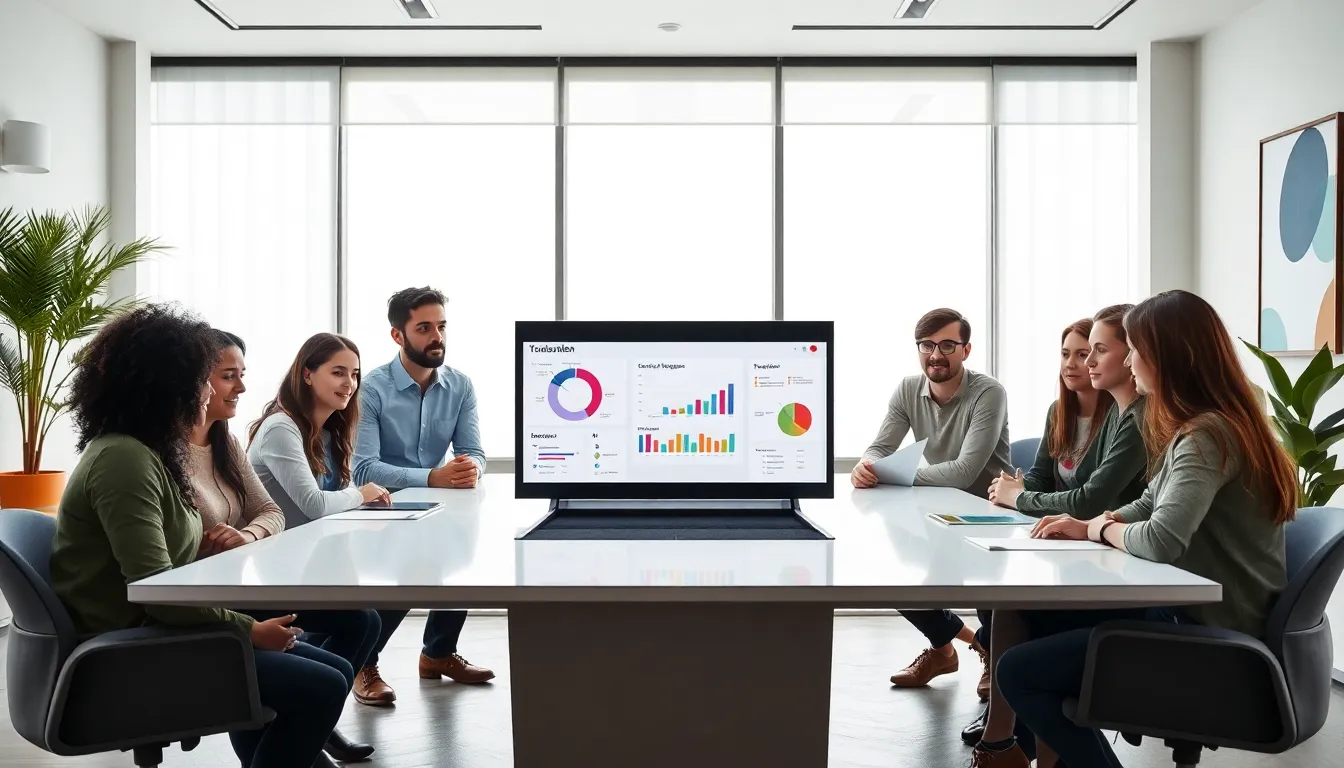 diverse team discussing innovative technology in a modern office.