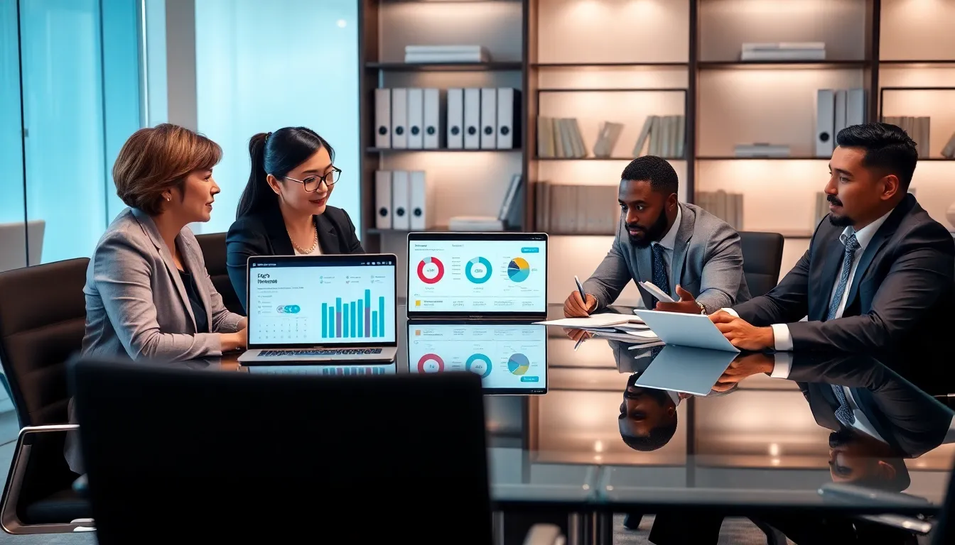 diverse team discussing ICP product registration in a modern office.