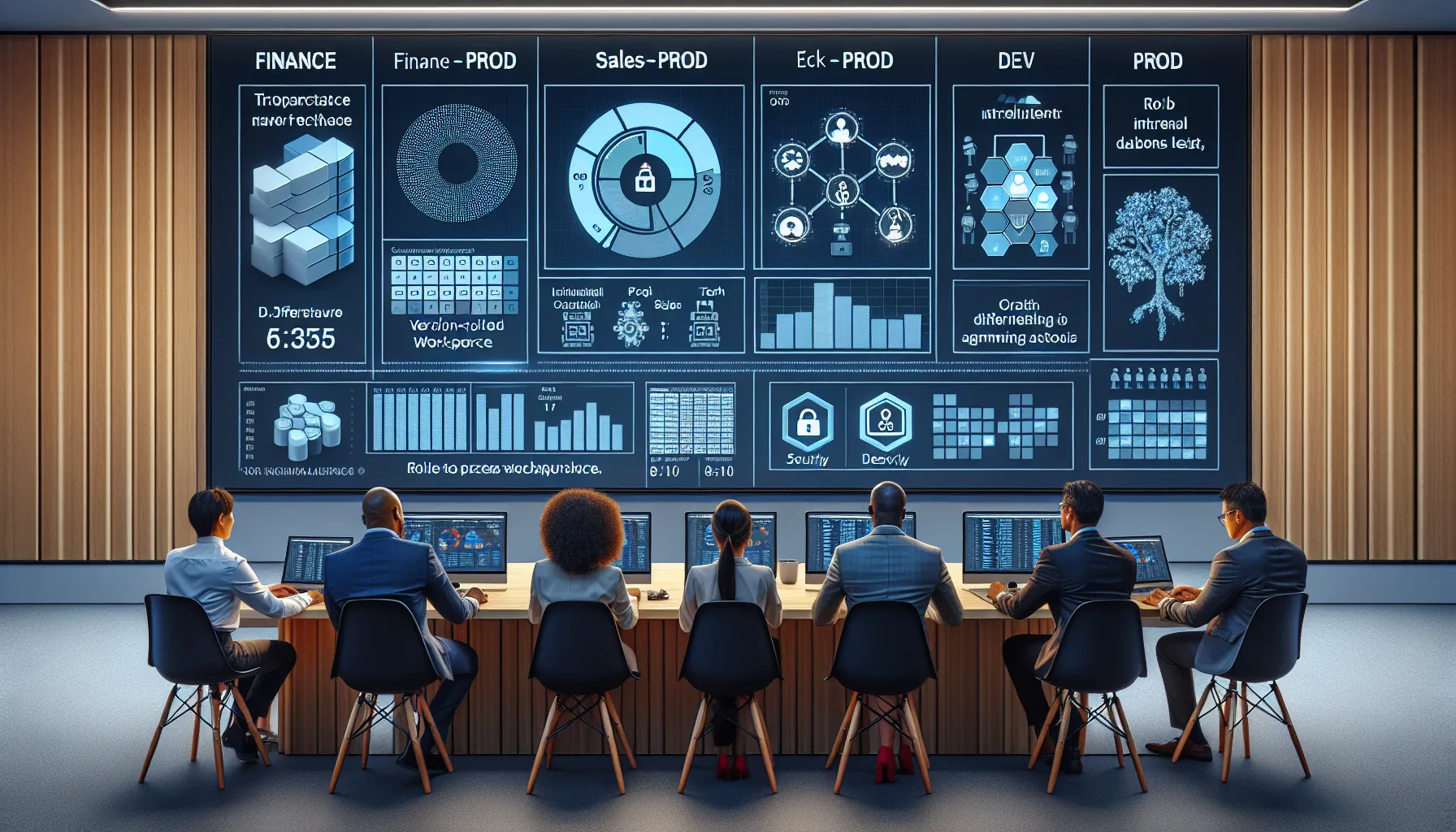 Data team organizing Power BI workspaces, refresh schedules, and security for report scheduling.