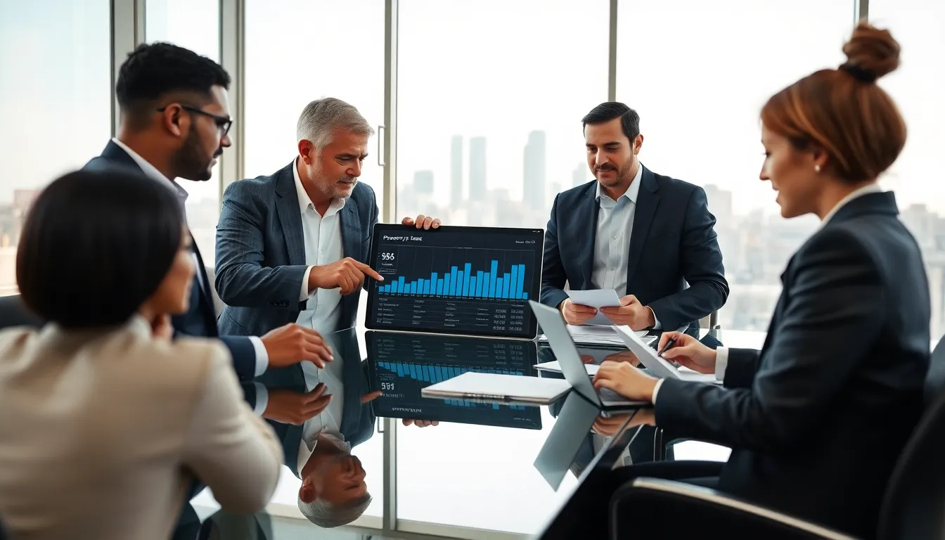 diverse team discussing property tax management in a modern office.