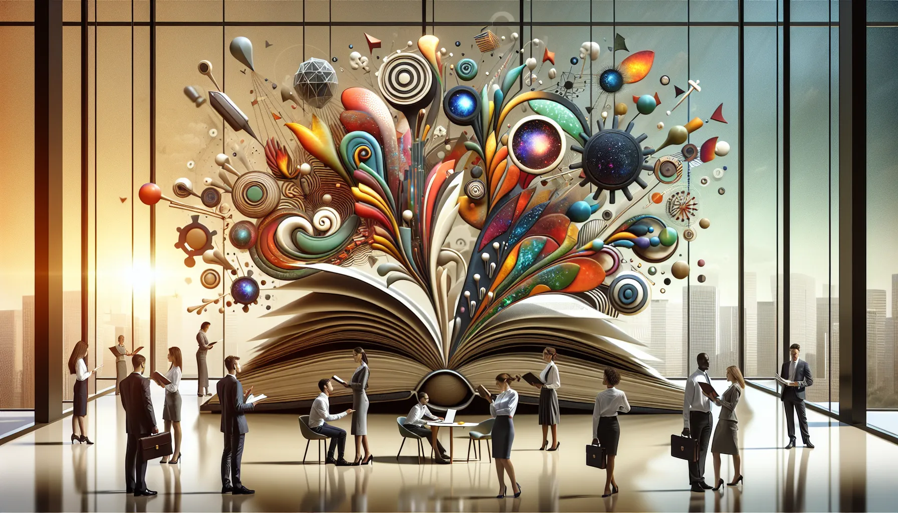 abstract representation of the concept njgcrby in a modern office.