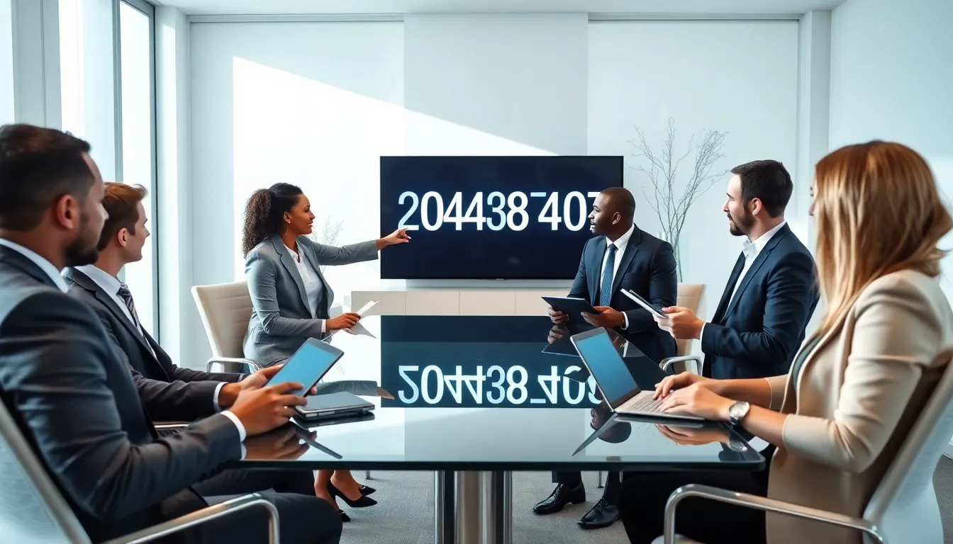 diverse team analyzing the significance of a number in a modern office.