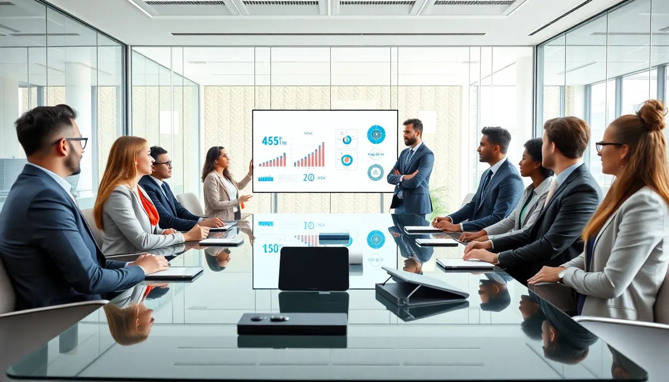 diverse team brainstorming in a modern office about technological innovation.