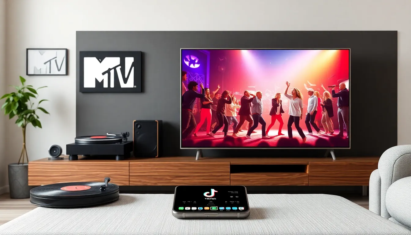 modern living room showcasing the evolution of American pop culture.