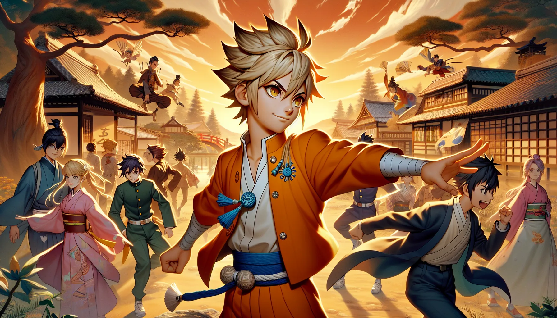 Naruto and friends in action, symbolizing friendship and determination.