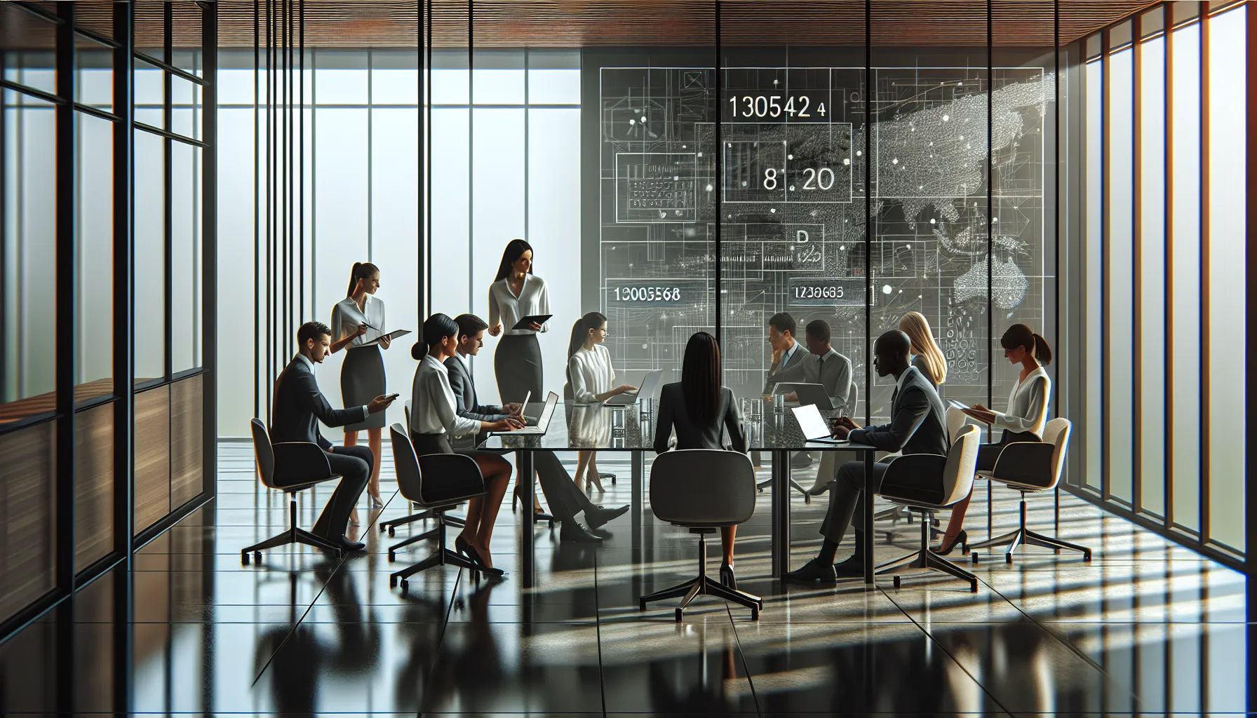 diverse team discussing numeric identifiers in a modern office.