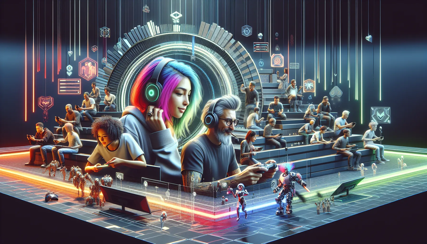 diverse gamers enjoying an online gaming event.