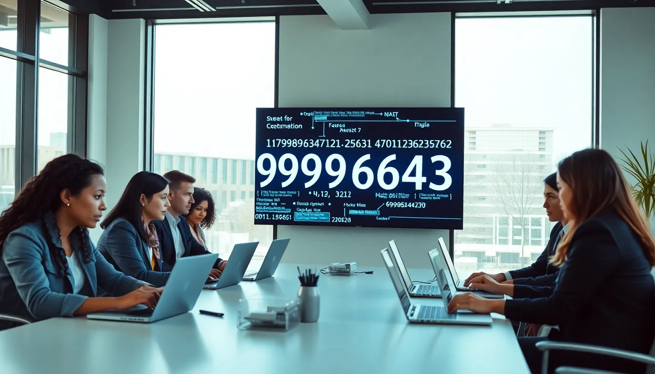 diverse team discussing data analysis in a modern office.