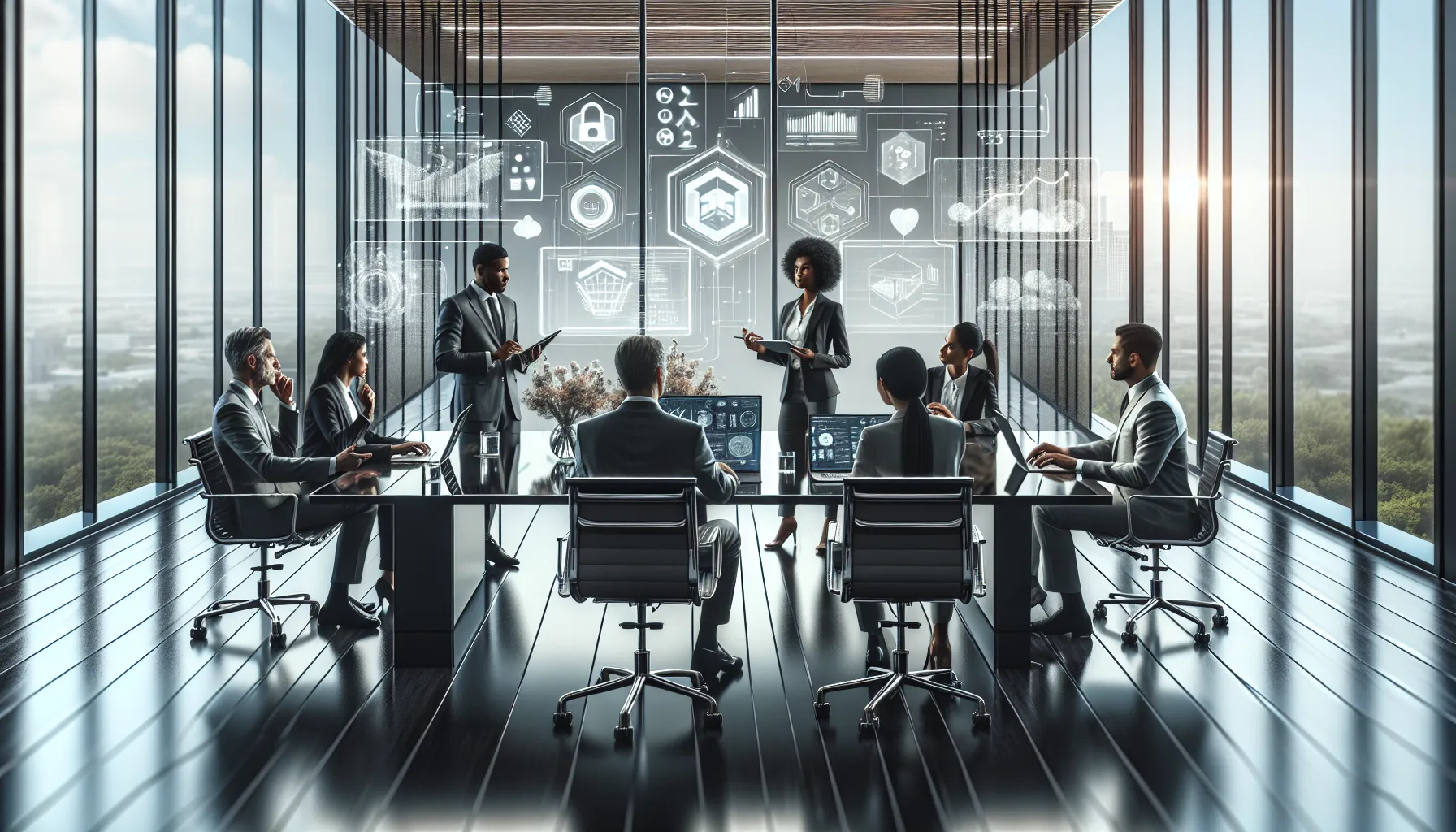 diverse team collaborating in a modern workspace around Bledain89 tools.