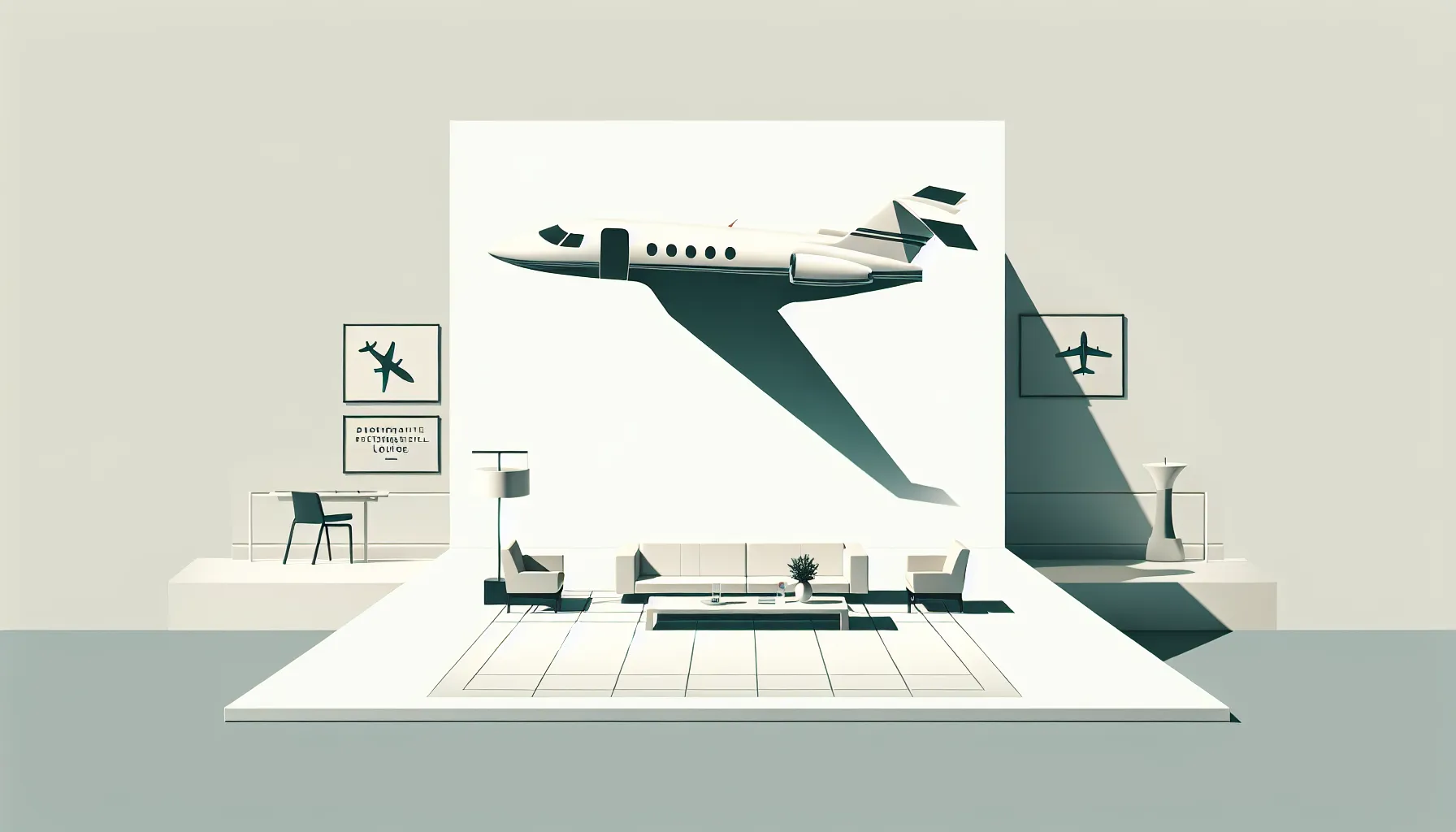 simple abstract jet and lounge shape conveying private air travel