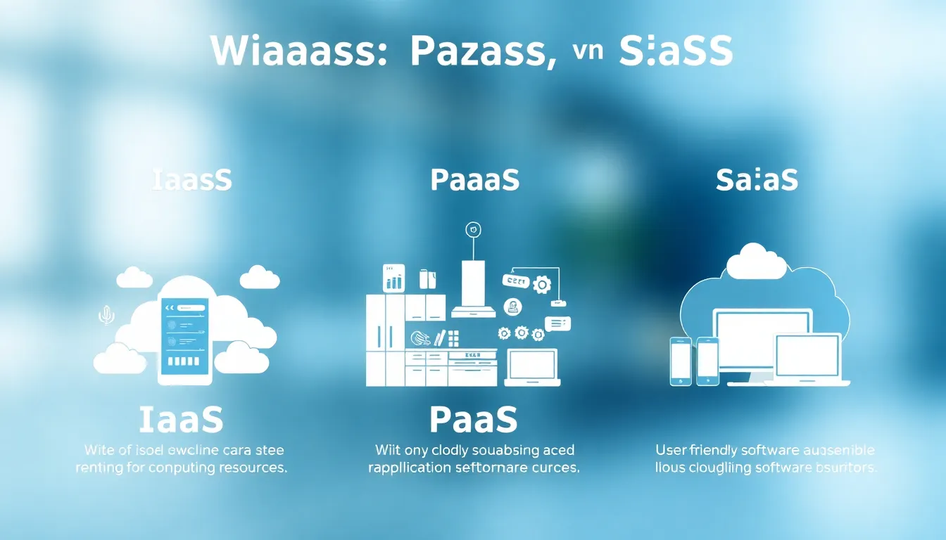 infographic comparing IaaS, PaaS, and SaaS cloud service models.