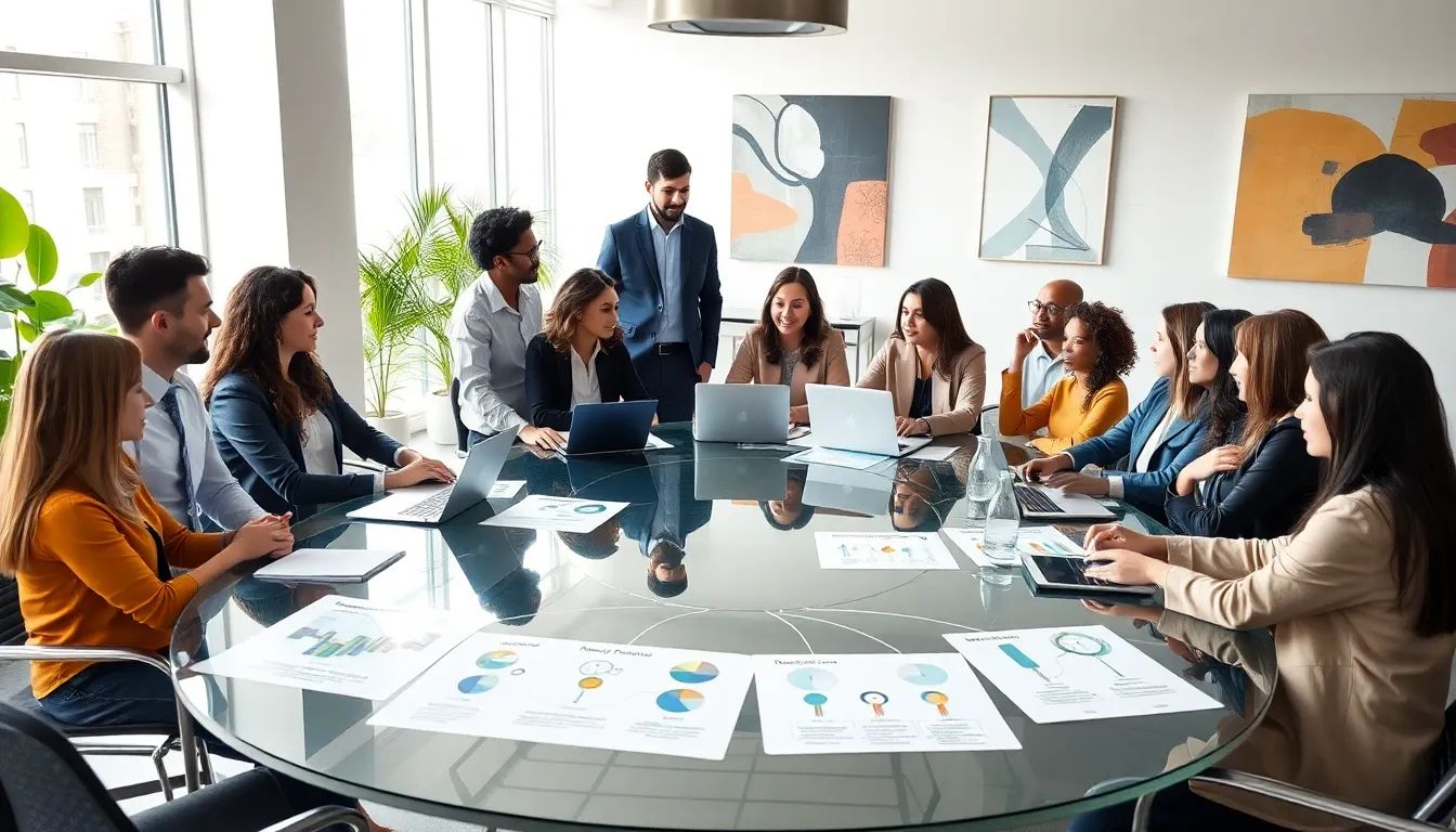 professionals collaborating in a modern office setting.