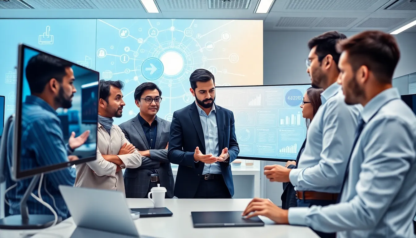 professionals discussing 1410PepVen8003876683 in a modern tech lab.