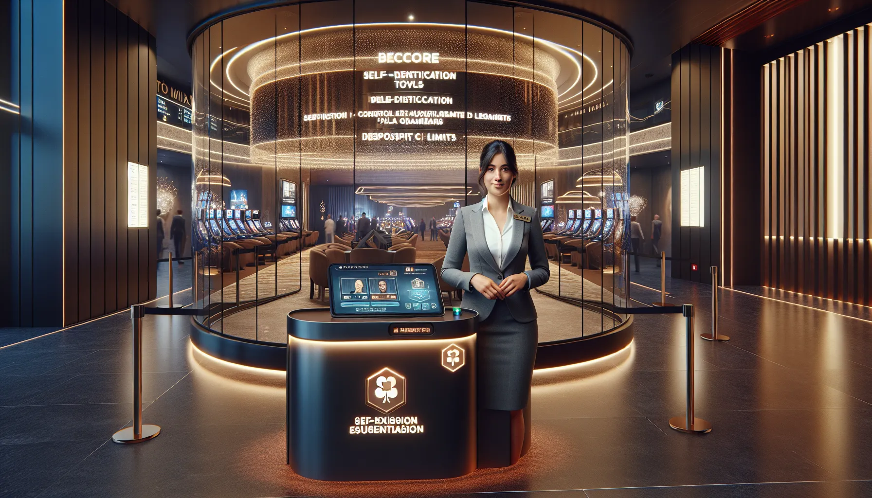 French casino entrance with staff and player protection technology.