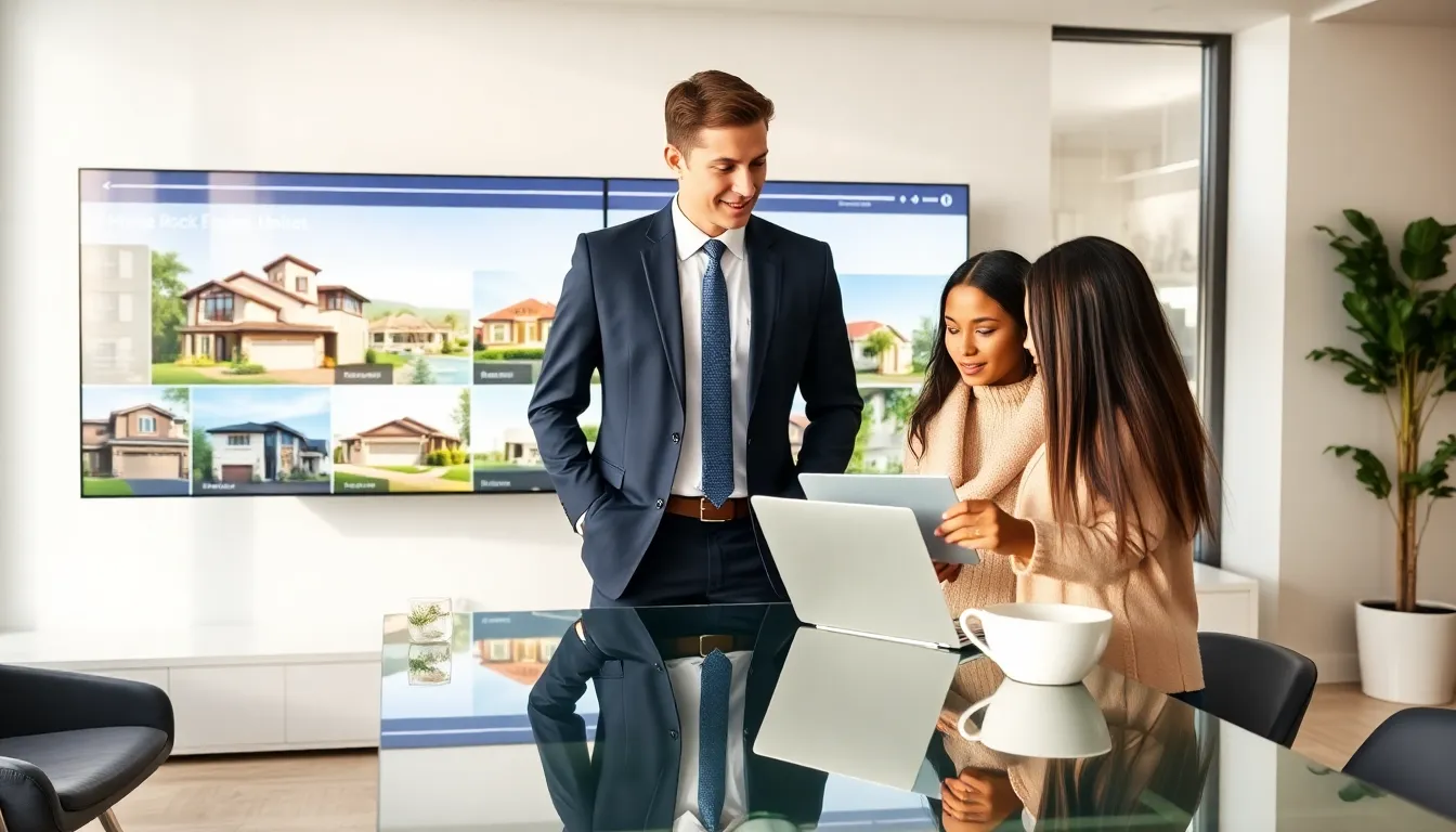 diverse couple consulting a real estate agent in a modern office.