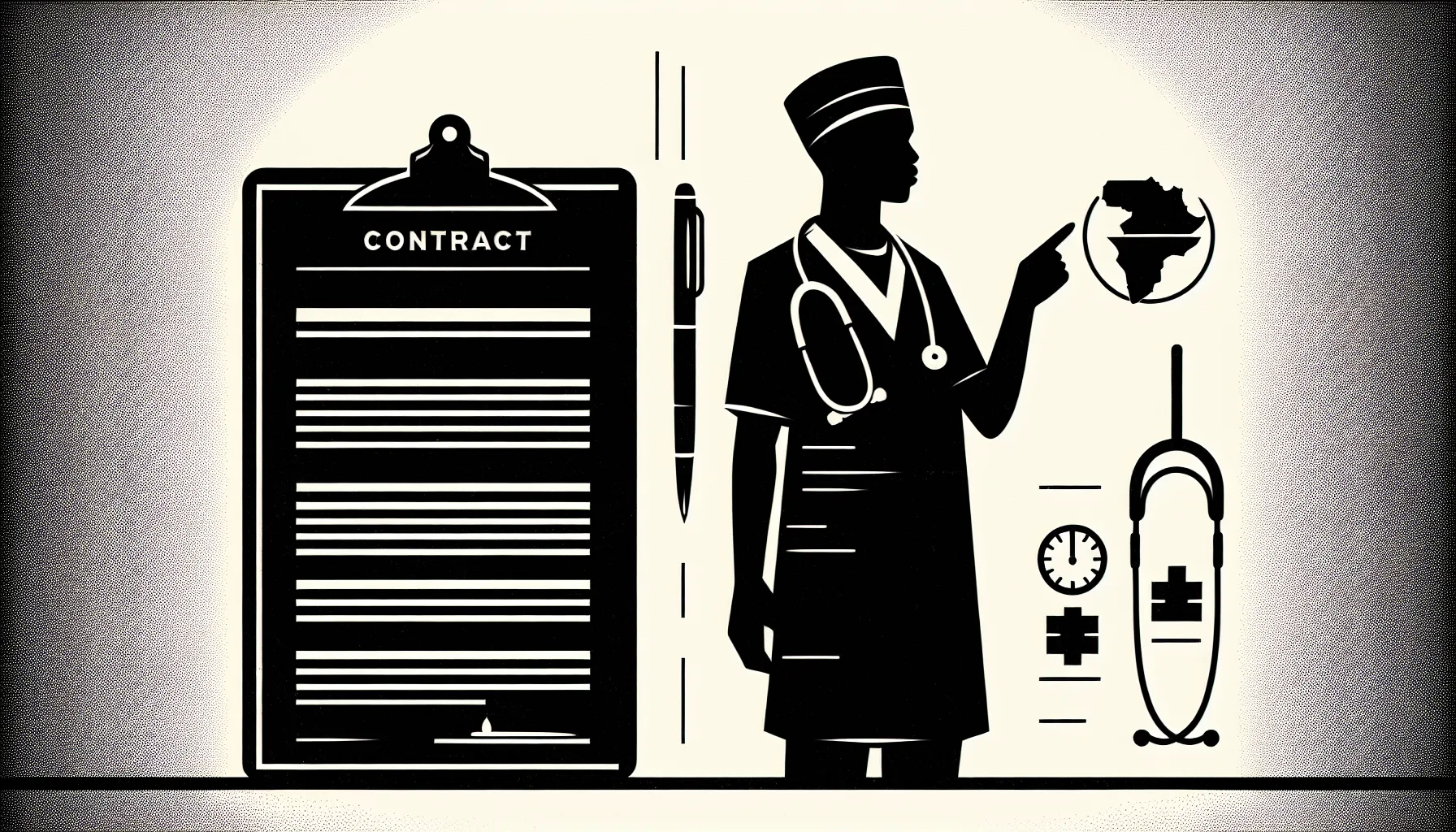 Physician pointing to contract and map showing a restricted practice zone of Physician Non-Compete Review