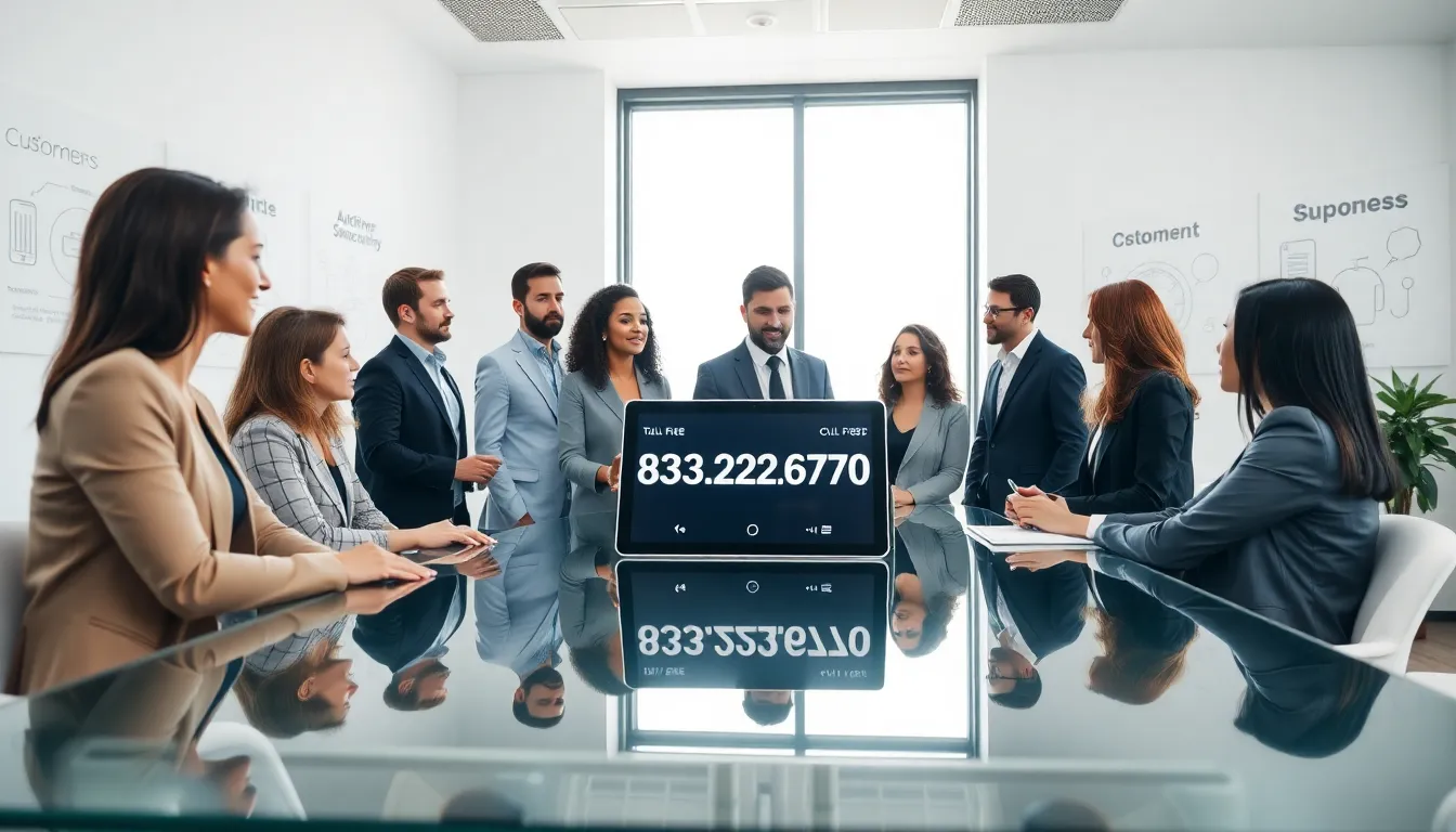 diverse professionals discussing customer service in a modern office.