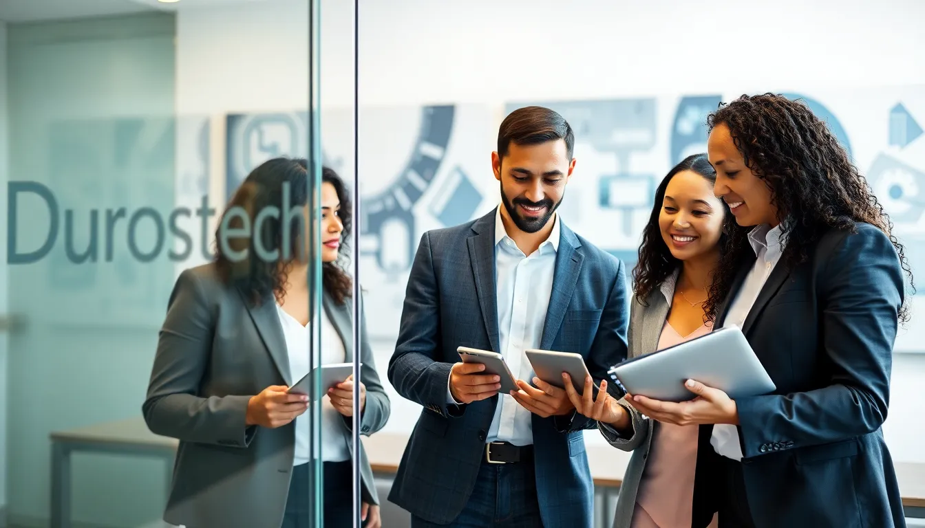diverse professionals collaborating in a modern office.
