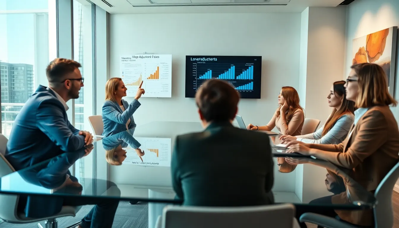 diverse professionals discussing tax strategies in a modern office.