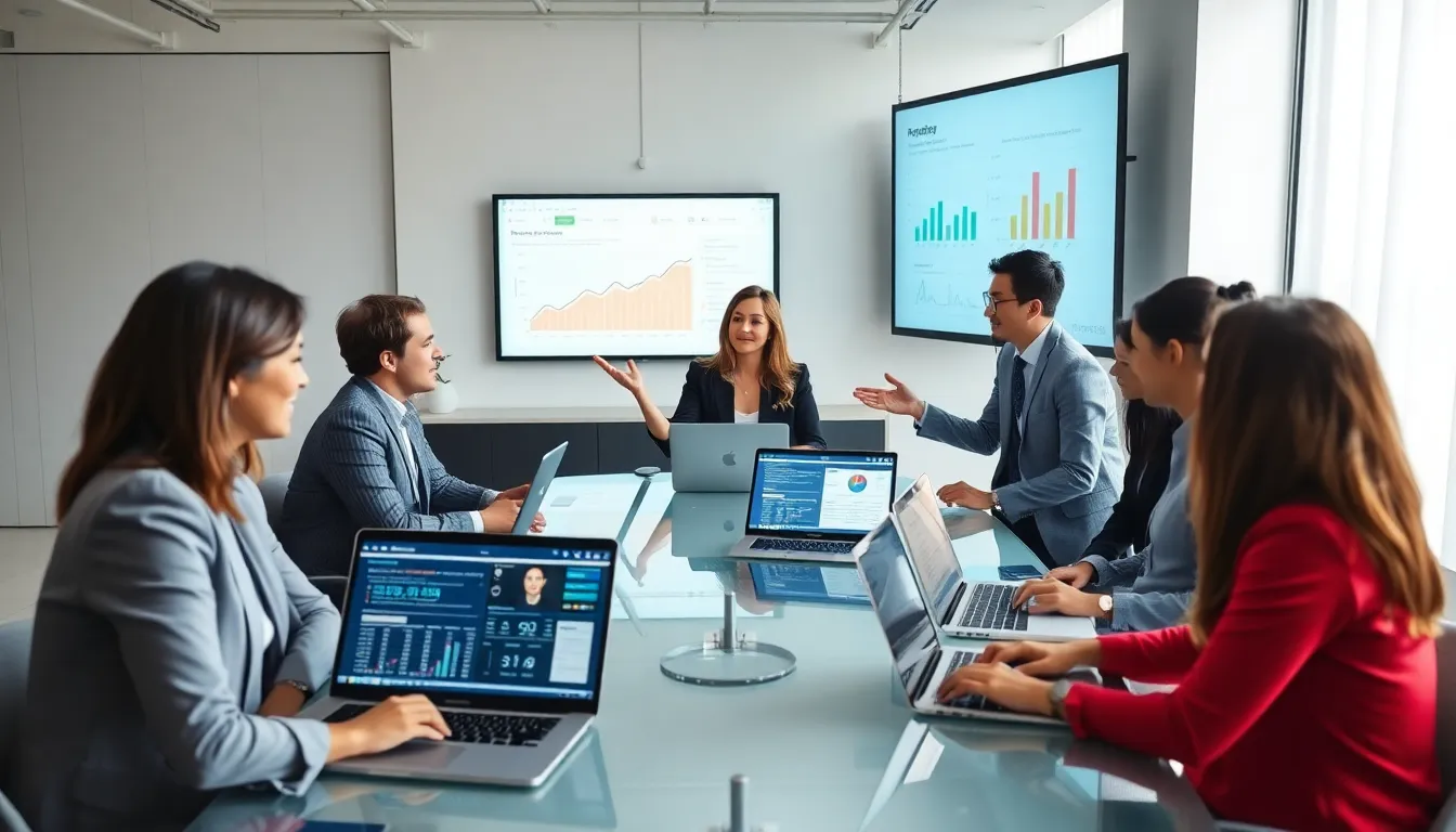 diverse HR team discussing automated payroll management trends in a modern office.