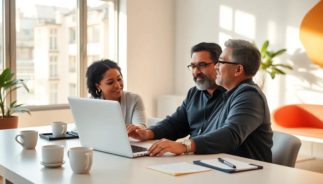 diverse professionals collaborating on Java programming in a modern office.