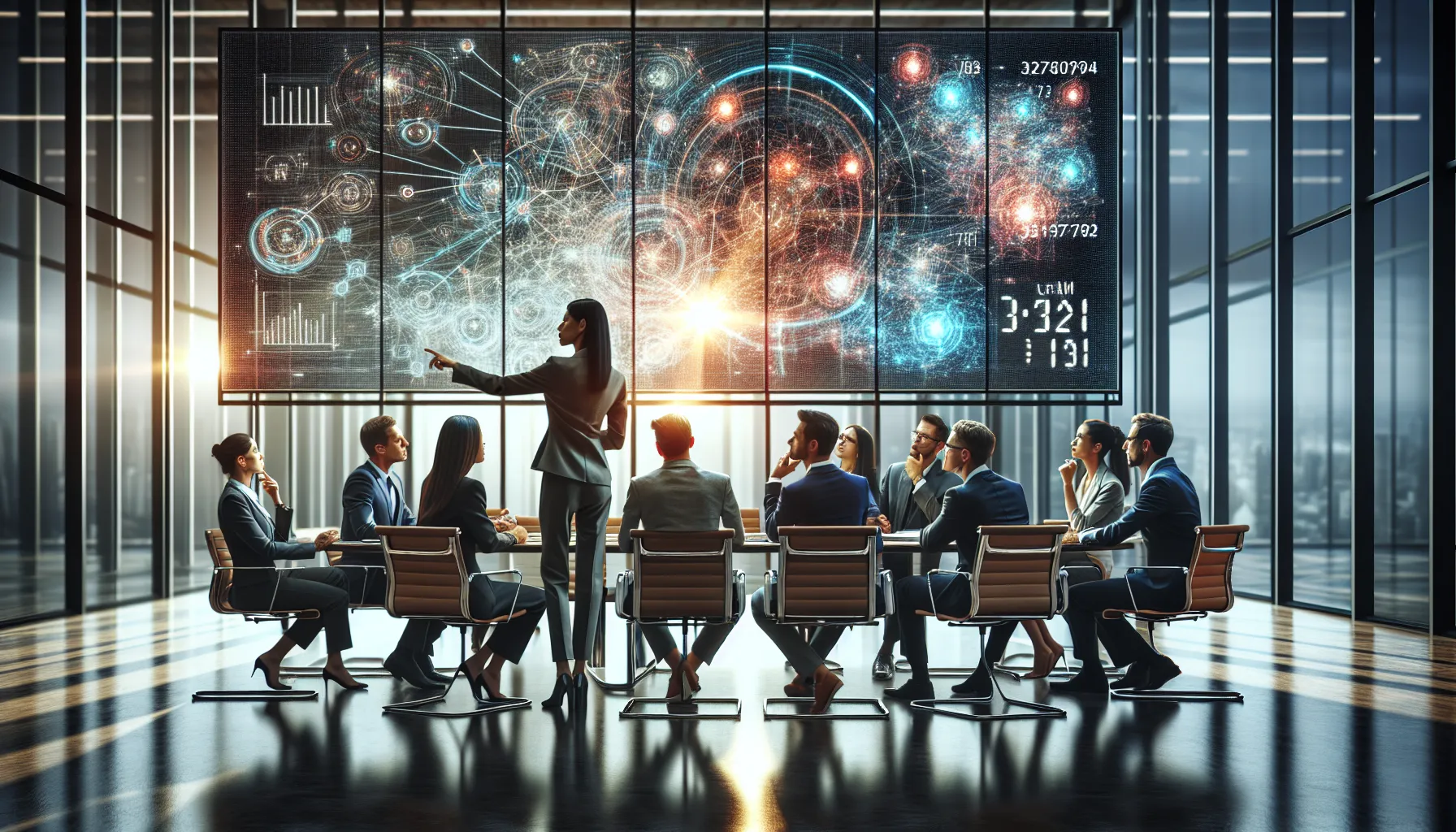 diverse team discussing future trends in a modern office.