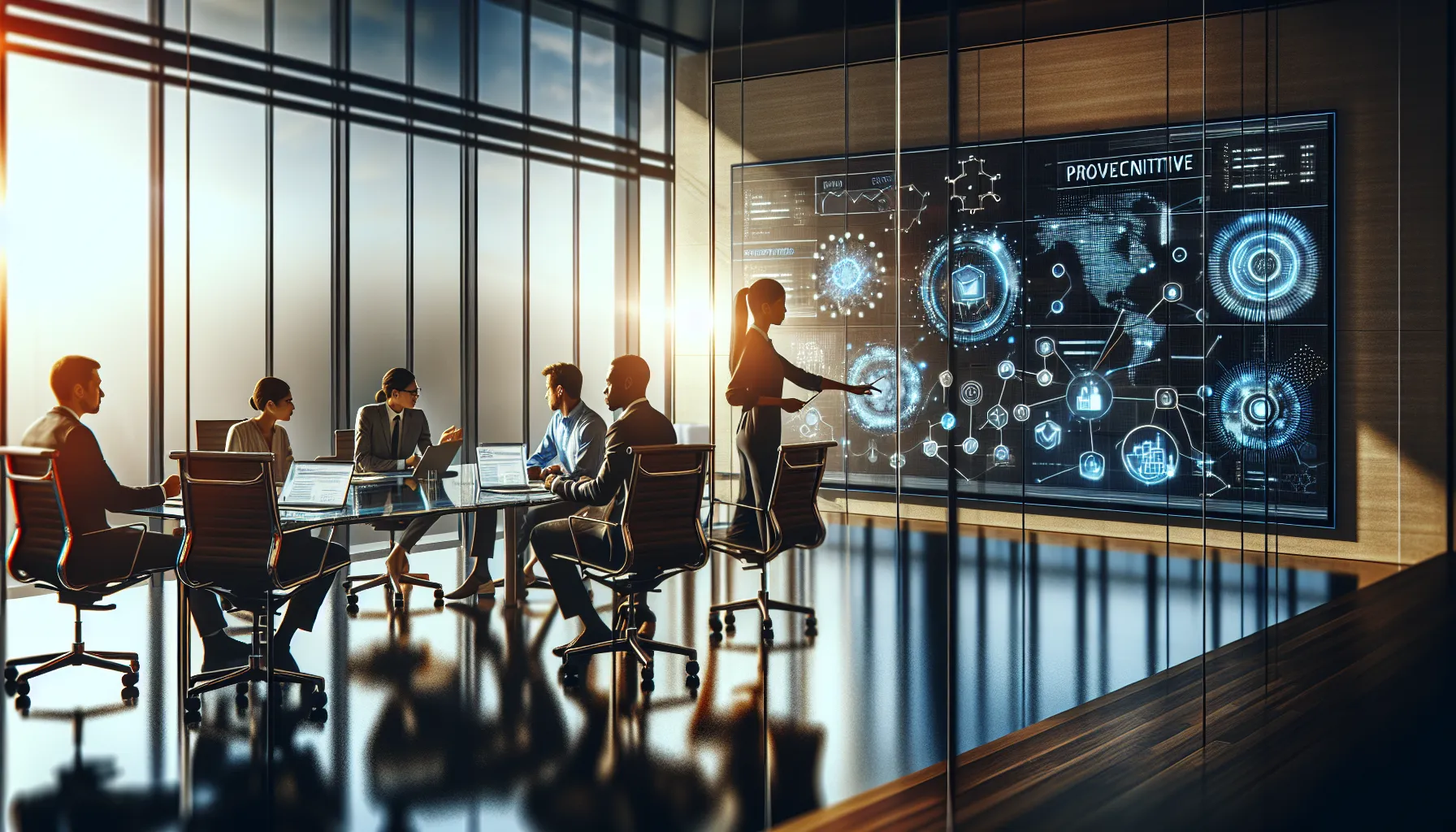 diverse team collaborating on software project in a modern office.