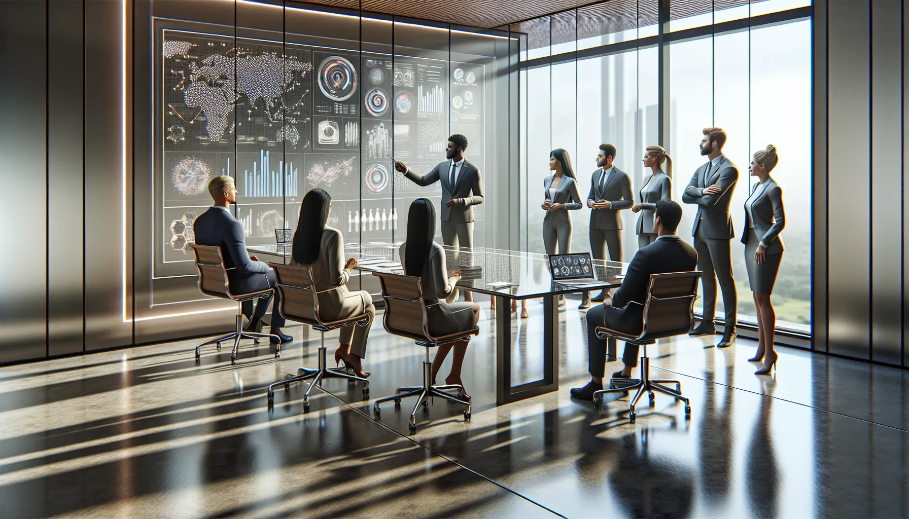 professionals collaborating in a modern office discussing product classification.