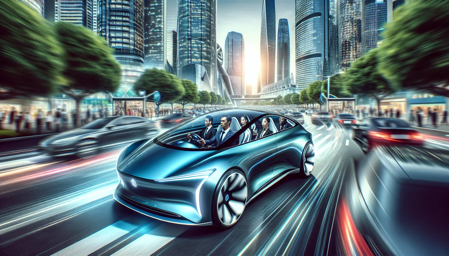 Toyota CWCCIX1 driving through a modern cityscape.