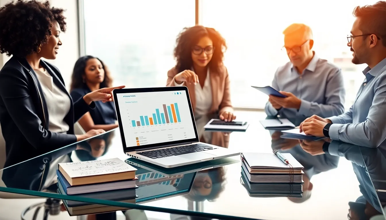 professionals discussing habits in a modern office setting.
