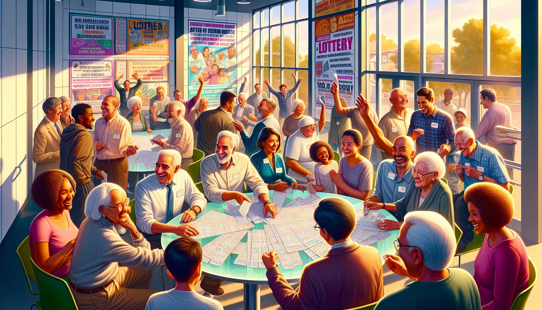 diverse group participating in a Todylottary event at a community center.