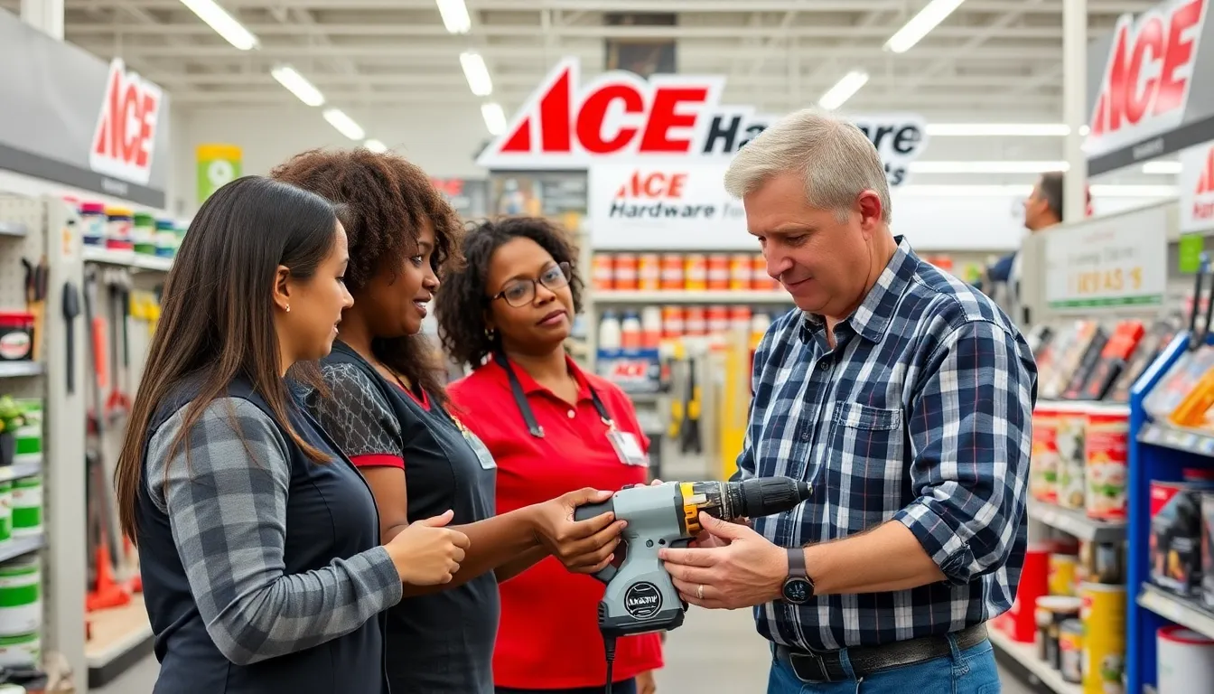 Ace Hardware store with employees assisting customers in Louisville.