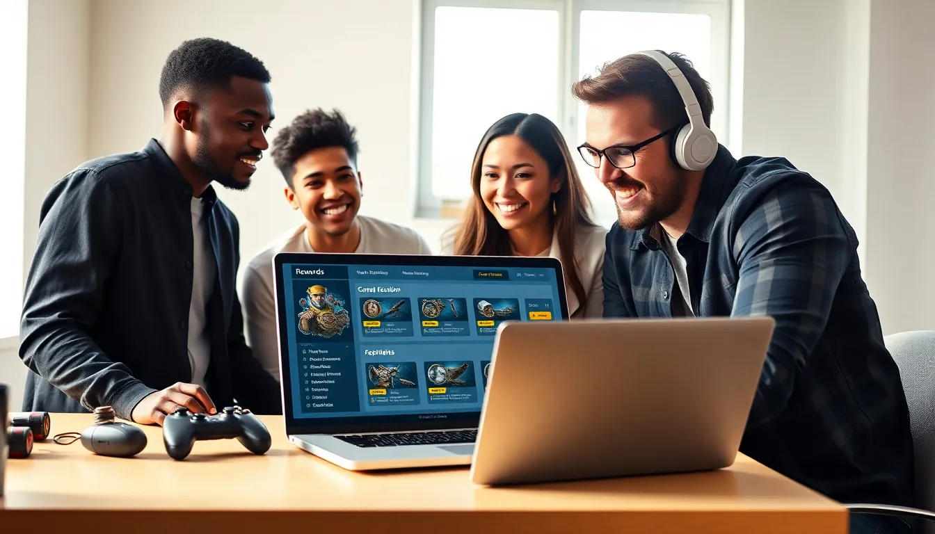diverse professionals collaborating over a laptop with CK2Generator displayed.