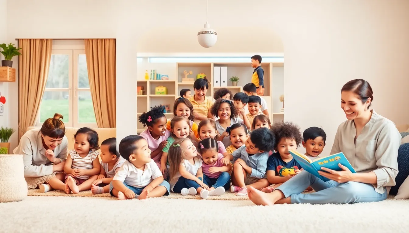 children engaging in different childcare settings.